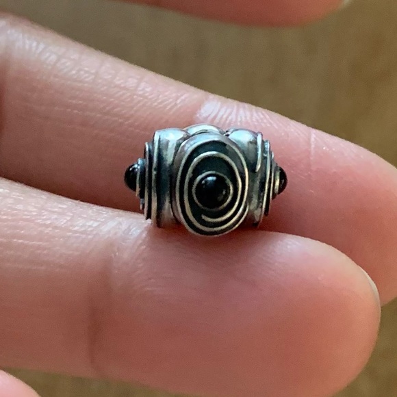 Retired HTF Pandora "Hypnotize" Black Onyx Safety Clip Stopper Charm - Picture 3 of 11